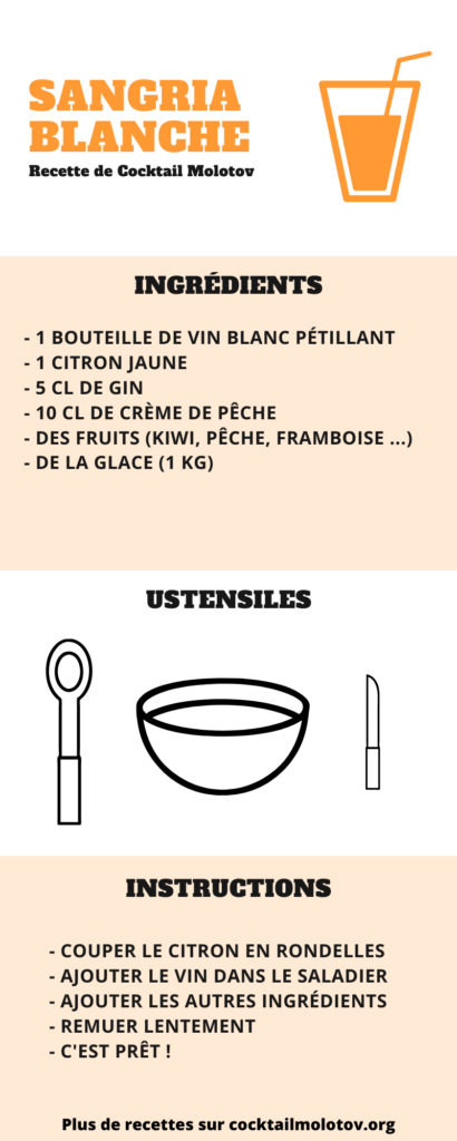 Une fiche recette pratique pour préparer la recette sangria blanche