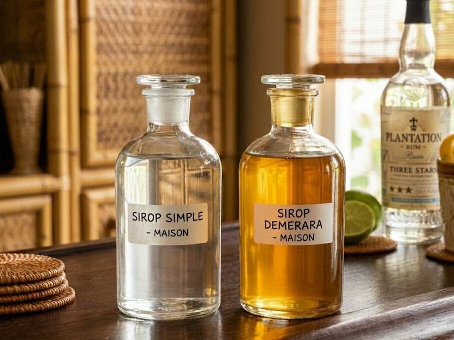 Une comparaison de sirop simple classique et de sirop roux demarara